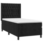 vidaXL Sommier à lattes de lit matelas et LED Noir 90x200 cm Velours