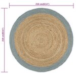 vidaXL Tapis fait à la main Jute avec bord vert olive 210 cm