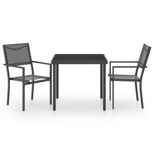 vidaXL Mobilier de salle à manger d'extérieur 3 Pièces Acier