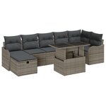 vidaXL Ensemble de canapé de jardin 8 pièces avec coussins en rattan poly gris