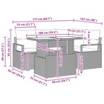 Ensemble de Sofa de Jardin Gris 5 Pièces avec Coussins Rattan Poly
