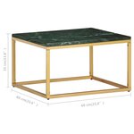 vidaXL Table basse Vert 60x60x35 cm Pierre véritable et texture marbre