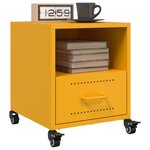 vidaXL Table de chevet jaune moutarde 36x39x43 5 cm acier