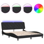 vidaXL Cadre de lit avec LED sans matelas noir 160x200 cm velours