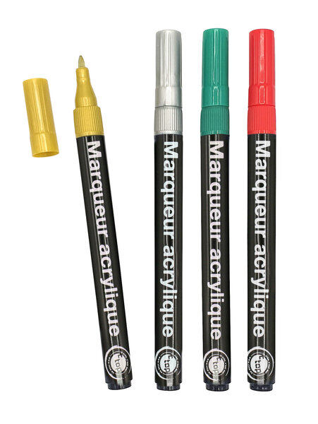 Marqueurs fins peinture acrylique couleurs Noël 0 8 mm 4 pièces