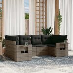 vidaXL Salon de jardin 6 Pièces avec coussins gris résine tressée