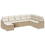 vidaXL Ensemble de canapé de jardin 8 pièces avec coussins Beige Poly Rotin