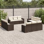 vidaXL Salon de jardin avec coussins 12 Pièces marron résine tressée