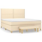 vidaXL Sommier à lattes de lit avec matelas Crème 180x200 cm Tissu