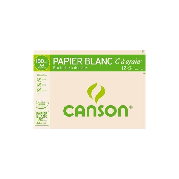 CANSON Papier à dessin blanc "C" à grain, format A4, 180g/m2  3148950135292