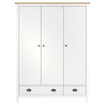 vidaXL Garde-robe à 3 portes Hill Blanc 127x50x170 cm Bois pin solide