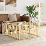 vidaXL Table basse 100x100x50 cm acier inoxydable et verre