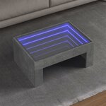 vidaXL Table basse avec LED infini gris béton 70x50x30 cm