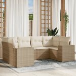 vidaXL Salon de jardin avec coussins 6 Pièces beige résine tressée