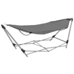 vidaXL Hamac avec support pliable Gris
