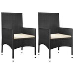 vidaXL Salon de jardin 4 Pièces avec coussins Noir Résine tressée