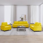 vidaXL Ensemble de canapés 3 Pièces avec coussins Jaune Velours