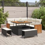Ensemble de canapé de jardin 8 pièces vidaXL avec coussins Noirs en Rotin Acacia
