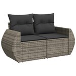 vidaXL Salon de jardin 11 Pièces avec coussins gris résine tressée