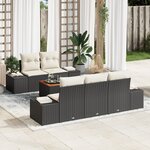 vidaXL Ensemble de Canapés de Jardin 6 Pièces avec Coussins en Noir Poly Rattan