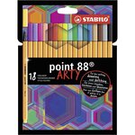 Etui 18 stylos feutres point 88 arty pointe fine assorties x 6 stabilo