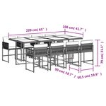 vidaXL Ensemble à manger de jardin et coussins 9 Pièces beige Poly rotin