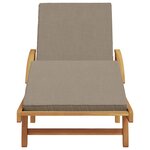 vidaXL Chaise longue pliable avec roues et coussin taupe en bois massif d'acacia