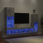 vidaXL Unités murales TV avec LED 4 Pièces gris béton bois d'ingénierie