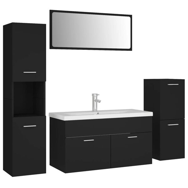 vidaXL Ensemble de meubles de salle de bain Noir Aggloméré