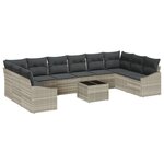 vidaXL Ensemble de salle à manger de jardin de 11 pièces avec coussins en gris poly rotin