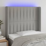 vidaXL Tête de lit à LED Gris clair 93x16x118/128 cm Tissu