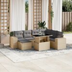 vidaXL Salon de jardin avec coussins 8 Pièces beige résine tressée