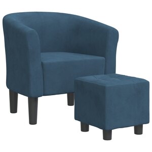 vidaXL Fauteuil cabriolet avec repose-pied bleu foncé velours