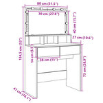 vidaXL Coiffeuse avec LED chêne sonoma 80x41x134 5 cm