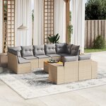 vidaXL Salon de jardin avec coussins 10 Pièces beige résine tressée