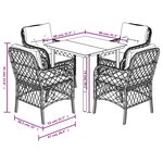 vidaXL Ensemble à manger de jardin coussins 5Pièces Noir Résine tressée
