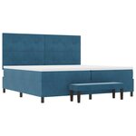 vidaXL Lit à ressort avec matelas et banc bleu nuit 200x200 cm velours