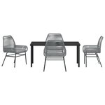vidaXL Ensemble de Salle à Manger de Jardin de 5 Pièces avec Coussins Gris Poly Rattan