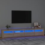 vidaXL Meuble TV avec lumières LED Chêne sonoma 240x35x40 cm