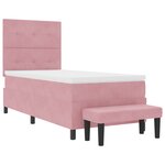 vidaXL Lit Box Spring avec Matelas & Banc Rose 90x190 cm en Velours