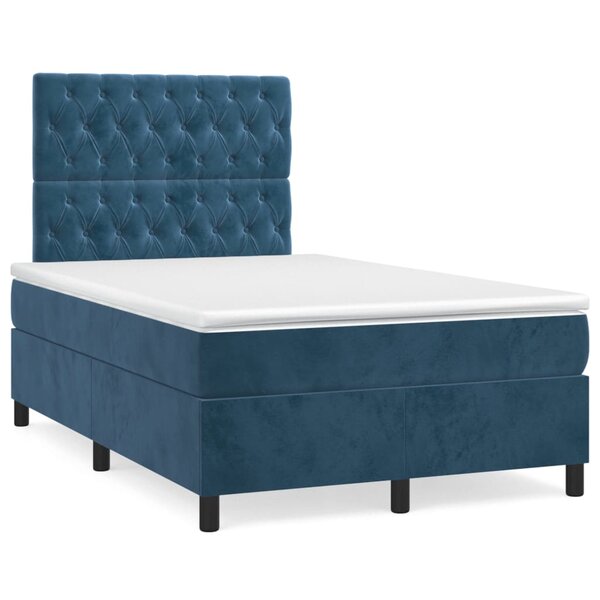 vidaXL Sommier à lattes de lit et matelas Bleu foncé 120x200cm Velours