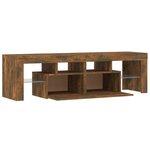 vidaXL Meuble TV avec lumières LED Chêne fumé 140x36 5x40 cm