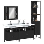 vidaXL Ensemble d’armoires salle de bain 4 Pièces noir bois d'ingénierie