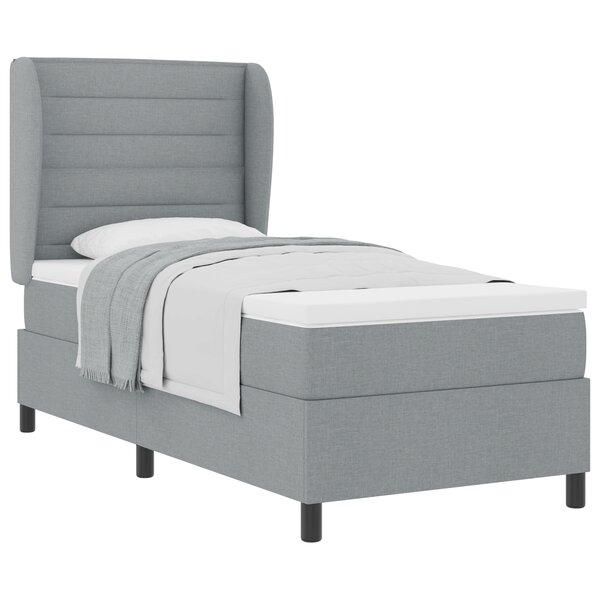 Lit à ressort vidaXL avec matelas Gris clair 100x200 cm en tissu
