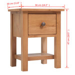 vidaXL Table de chevet 36x30x47 cm Bois de chêne massif