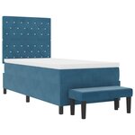vidaXL Lit à Ressorts avec Matelas & Banc Bleu Foncé 100x200 cm Velours
