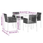 vidaXL Ensemble à manger de jardin coussins 5Pièces noir rotin et acier