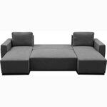Canapé d'angle convertible panoramique PHAREL5/6 places - Tissu anthracite - Coffre de rangement - 297 x 155 x 85 cm