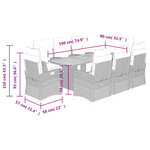 vidaXL Ensemble à manger de jardin et coussins 9 Pièces beige Poly rotin