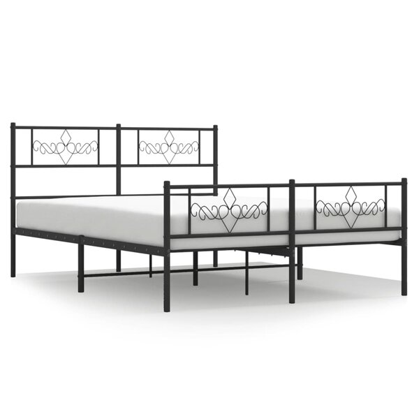 vidaXL Cadre de lit métal avec tête de lit/pied de lit noir 120x190 cm